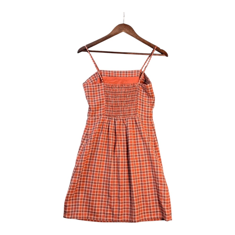 Aeropostale Womens Y2K Mini Dress S Orange‎ Plaid Preppy Retro Academia Fall - Picture 2 of 8